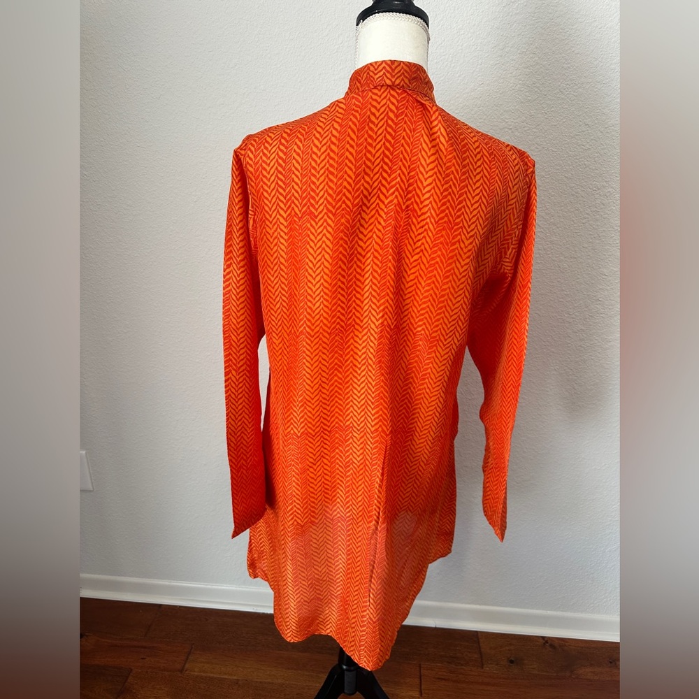 Roberta Roller Rabbit Vibrant Orange Patterned Silk Dress - Picture 7 of 13